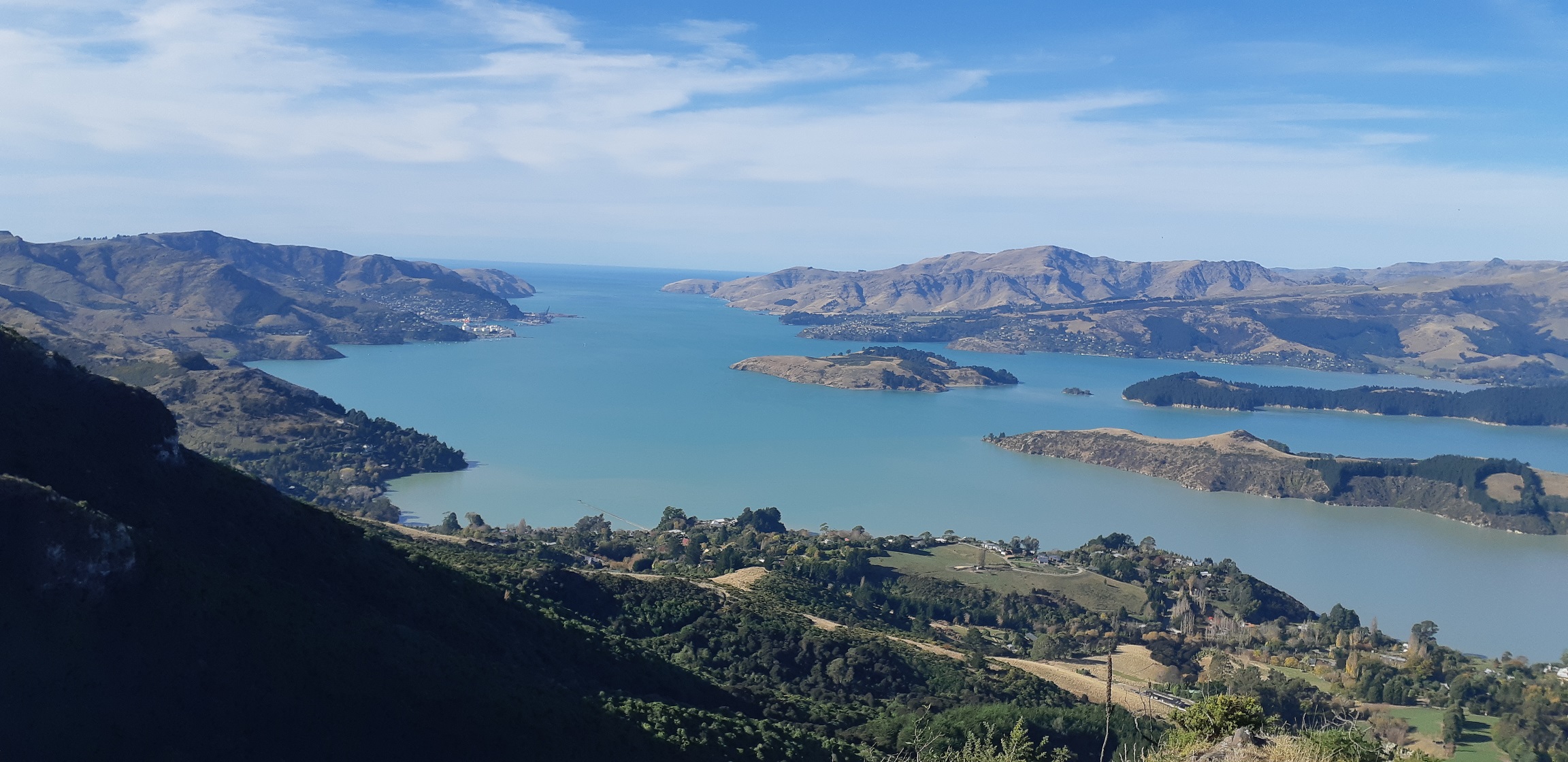 The hills and harbour of Banks Peninsula, Canterbury